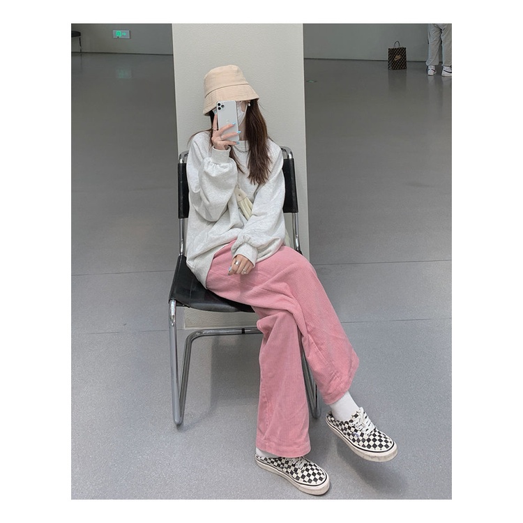 Quần nhung ống rộng thiết kế mới năng động thời trang dành cho nữ