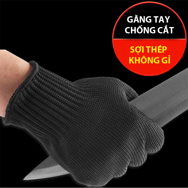 Đôi găng tay chống cắt, chống mài mòn - dệt thép không gỉ