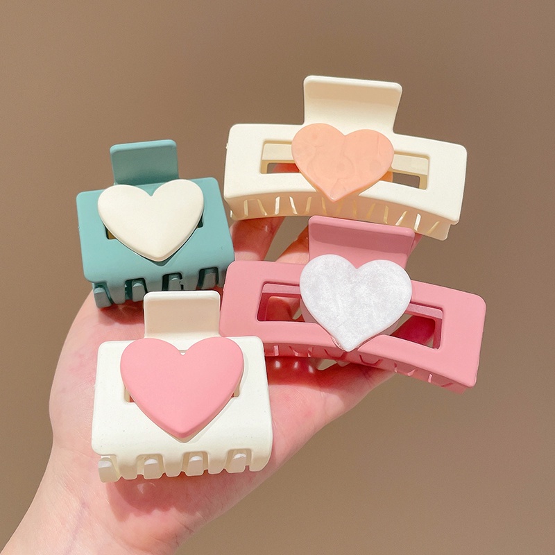 Kẹp Tóc Cỡ Lớn Thiết Kế Hình Trái Tim Màu Sắc Xinh Xắn Cho Nữ