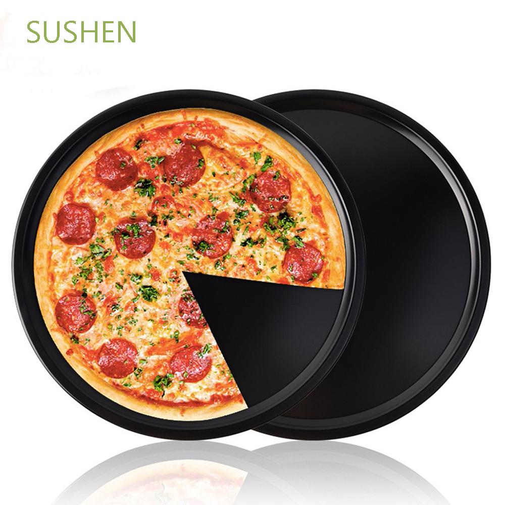 Khuôn Làm Bánh Pizza/Pizza Bằng Thép Carbon Chống Dính Màu Đen Tiện Dụng Cho Nhà Bếp