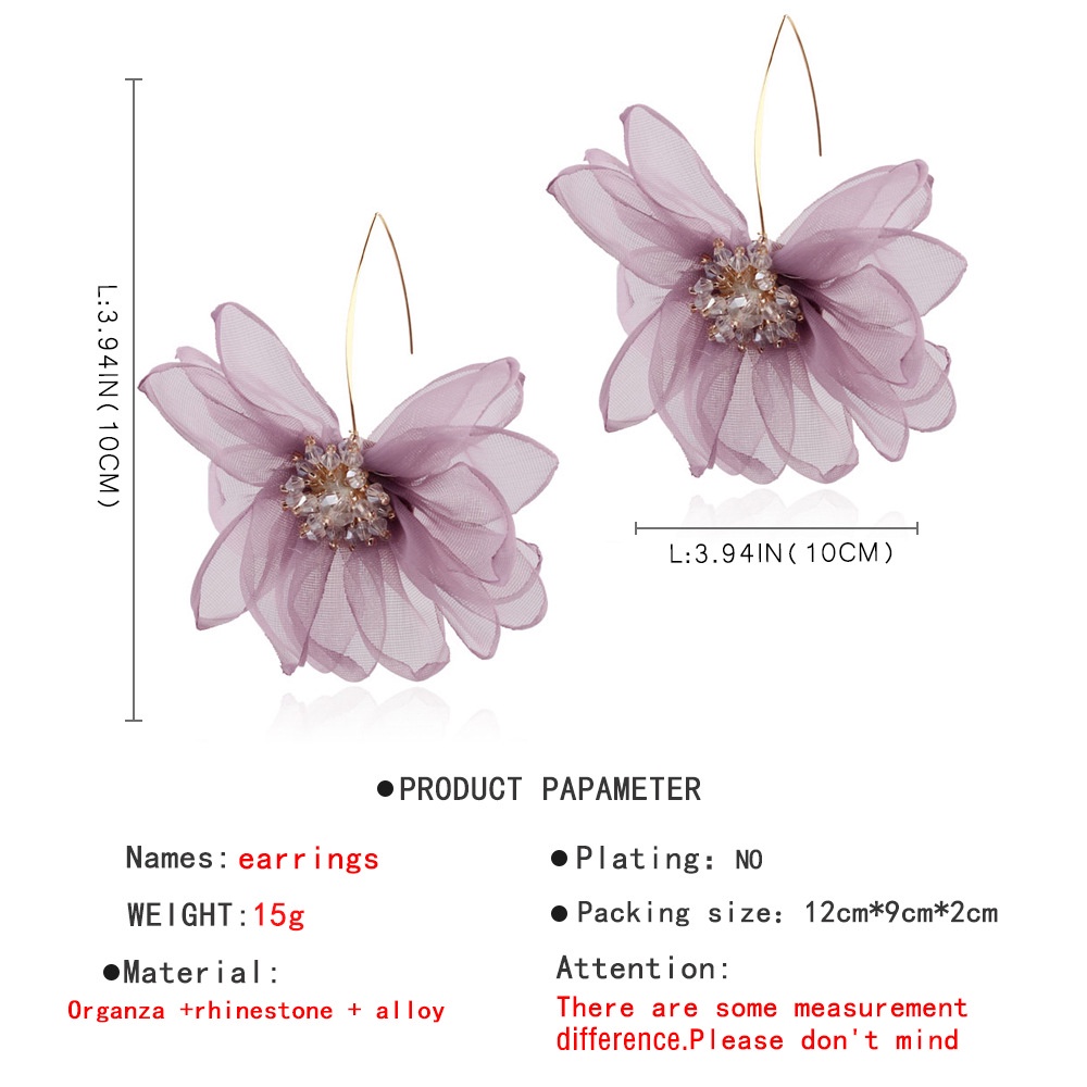 Khuyên Tai Hình Cánh Hoa Vải Lớn Phong Cách Hàn Quốc Mới Cho Nữ