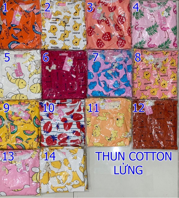 Đồ Bộ Pijama Thun Cotton LỬNG - TẶNG kèm túi nhỏ (Form dưới 70kg)