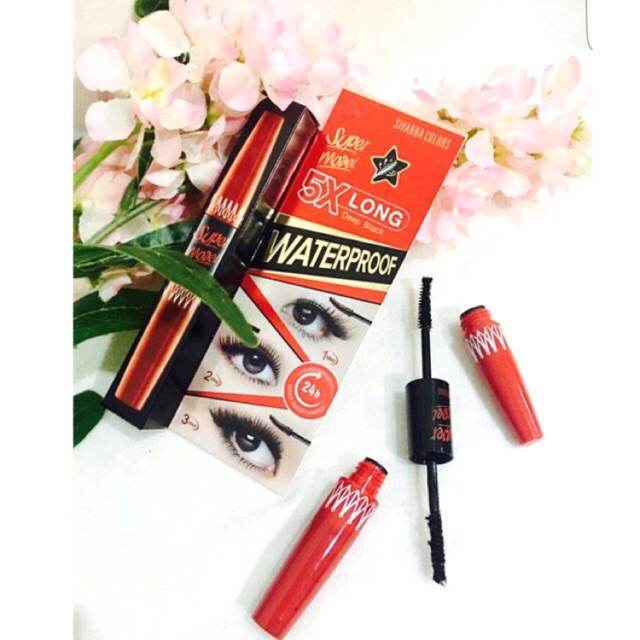 🍅MASCARA DÀI MI SIVANNA SUPER MODEL 5X LONG DEEP BLACK 🍅