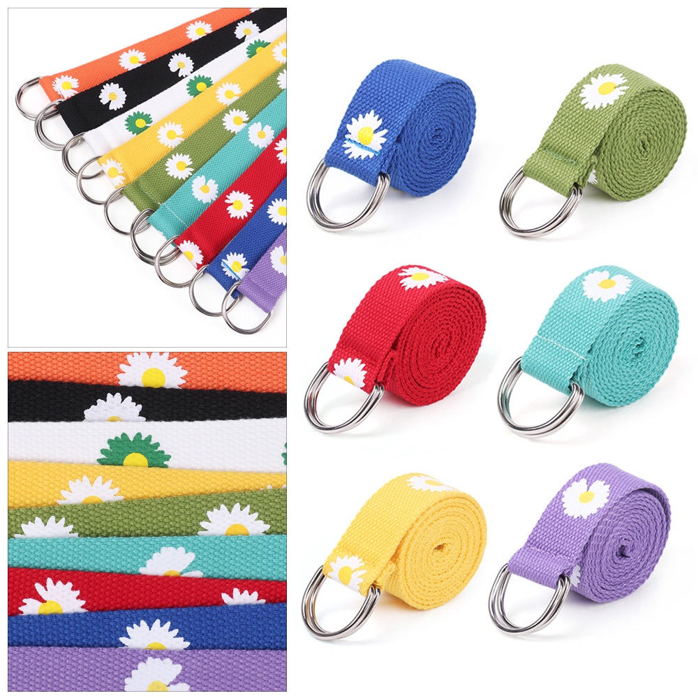 Thắt lưng MIHAN1 bằng vải canvas in họa tiết hoa cúc phong cách punk cho nam nữ