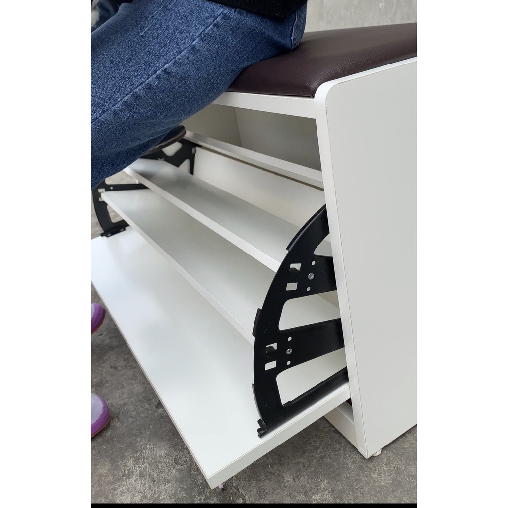 [𝐒𝐀𝐋𝐄 𝐋𝐨̛́𝐧]Tủ giày gỗ thông minh 3 ngăn có ghế ngồi chắc chắn, tủ cánh lật cho nhà hiện đại gọn gàng 60cm*30cm*45cm