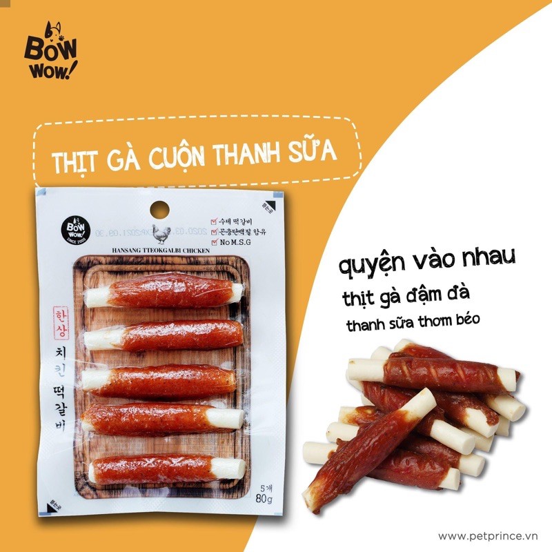 Bánh thưởng cho chó - Thịt gà cuộn thanh sữa béo ngậy - 5 thanh