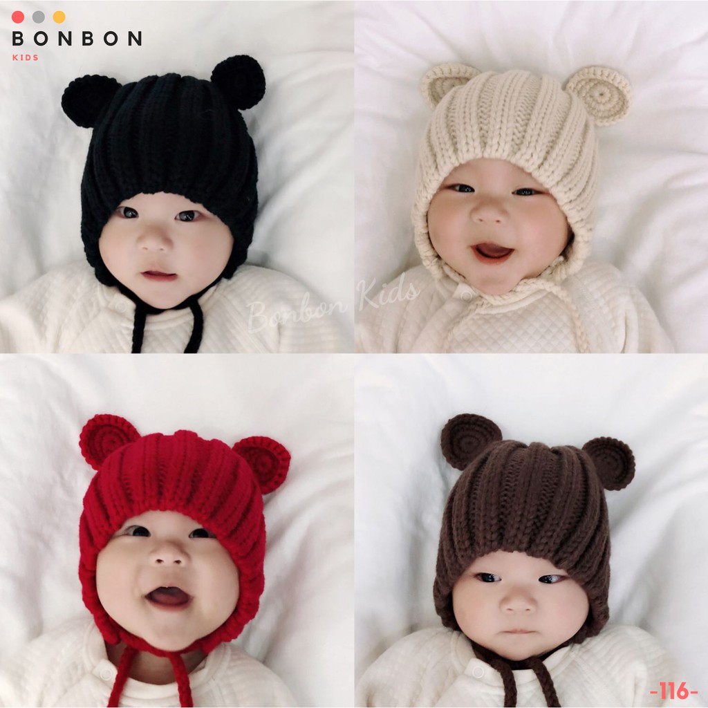 Mũ len tai Gấu cho bé BONBON KIDS Freesize [116]