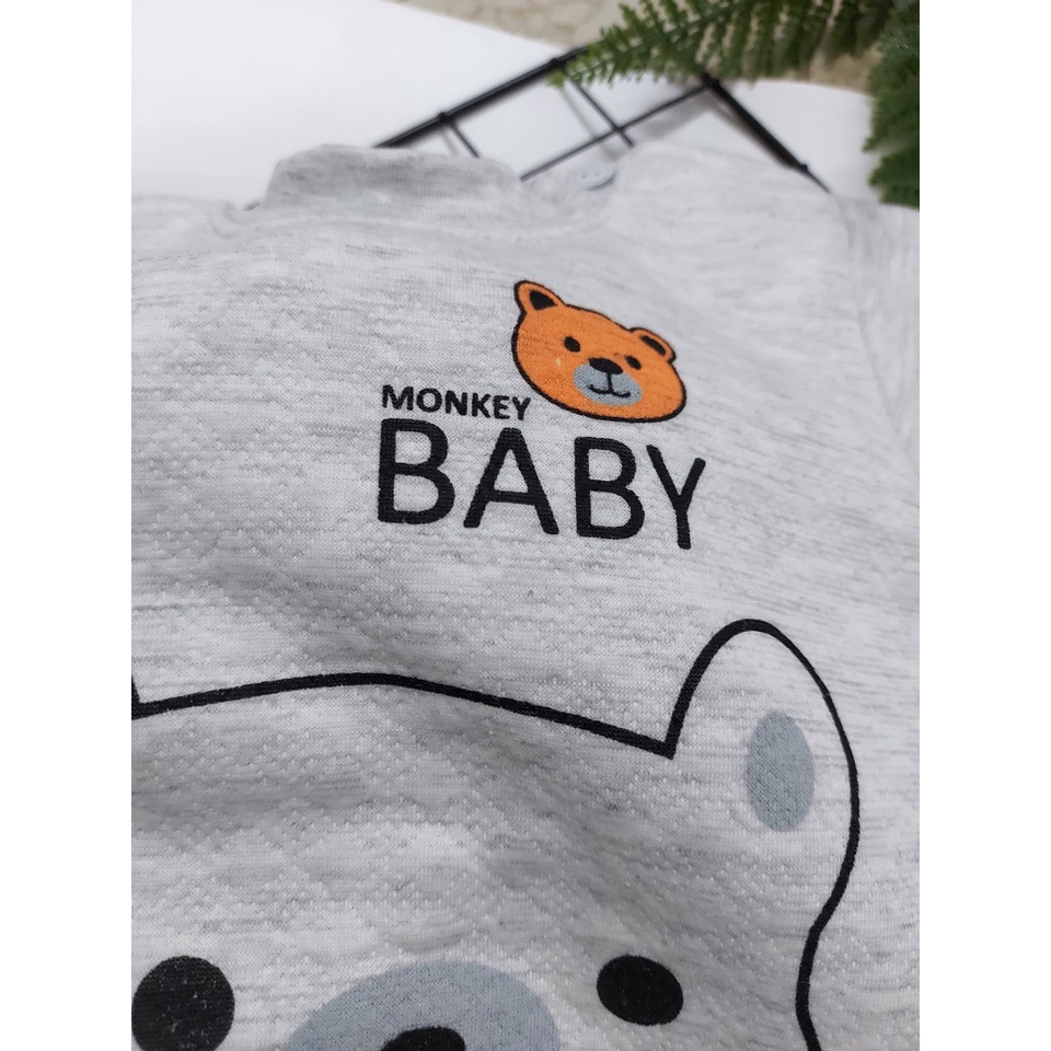 Bộ Xốp Trần Bông Cài Vai Mềm Mại, Cổ Cao Giữ Ấm Cổ Cho Bé Mùa Thu Đông, In Họa Tiết Gấu Dể Thương