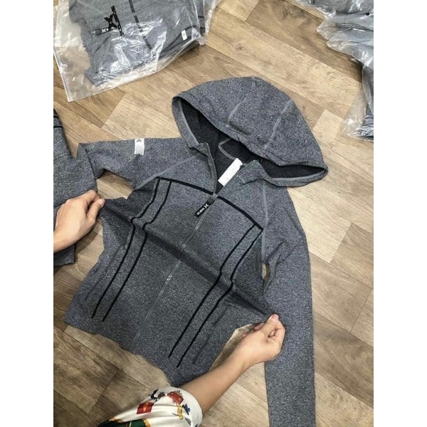 Áo Khoác dệt tập gym logo tay