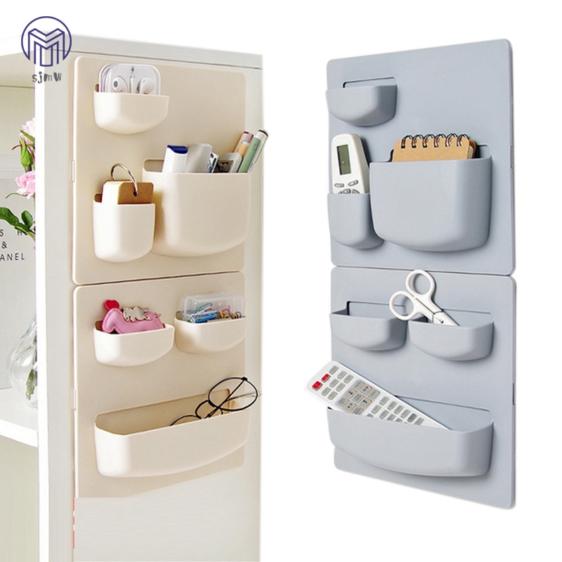 ☆SJMW☆ Home Storage Rack Plastic Wall Hanging Storage Rack Cosmetic Toiletries Sundries Holder Organizer