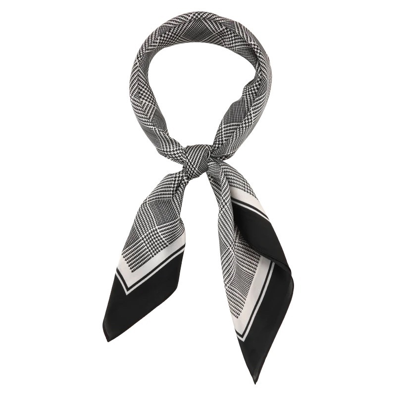 Khăn turban lụa vuông kẻ caro choàng cổ ( có thể quấn thành áo) size 70cm