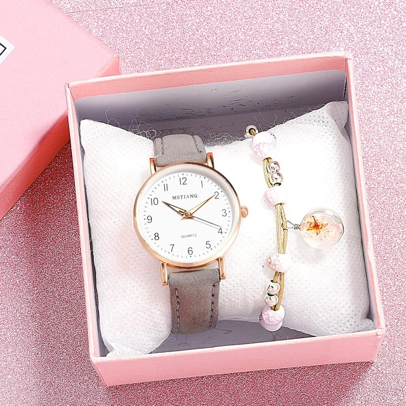 Đồng hồ nữ thời trang MSTIANQ M1, đồng hồ dạ quang phong cách Hàn Quốc dây da lộn chính hãng mềm mại