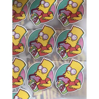 combo Decal in nhiệt Simpion uống nước + 12 logo lv mini phản quang