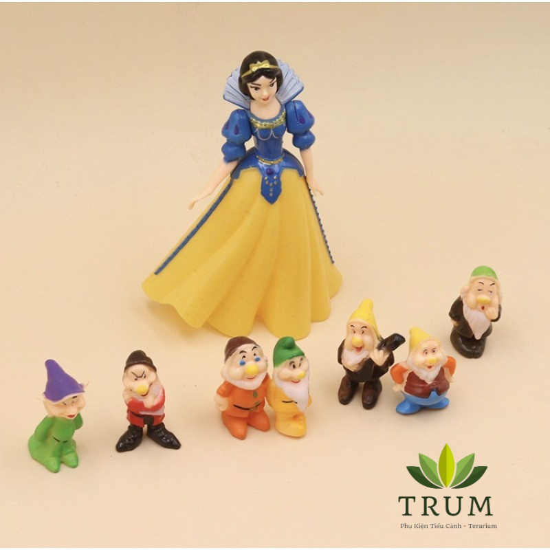 Bộ công chúa bạch tuyết và 7 chú lùn ( Nhựa nhẹ)trang trí tiểu cảnh