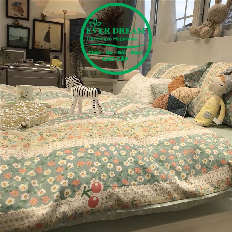 (+Quà Tặng) Chăn ga gối 4 món Everdream 137 Hàng Nhập Khẩu, 100% cotton living cao cấp, Đủ mọi kich thước....