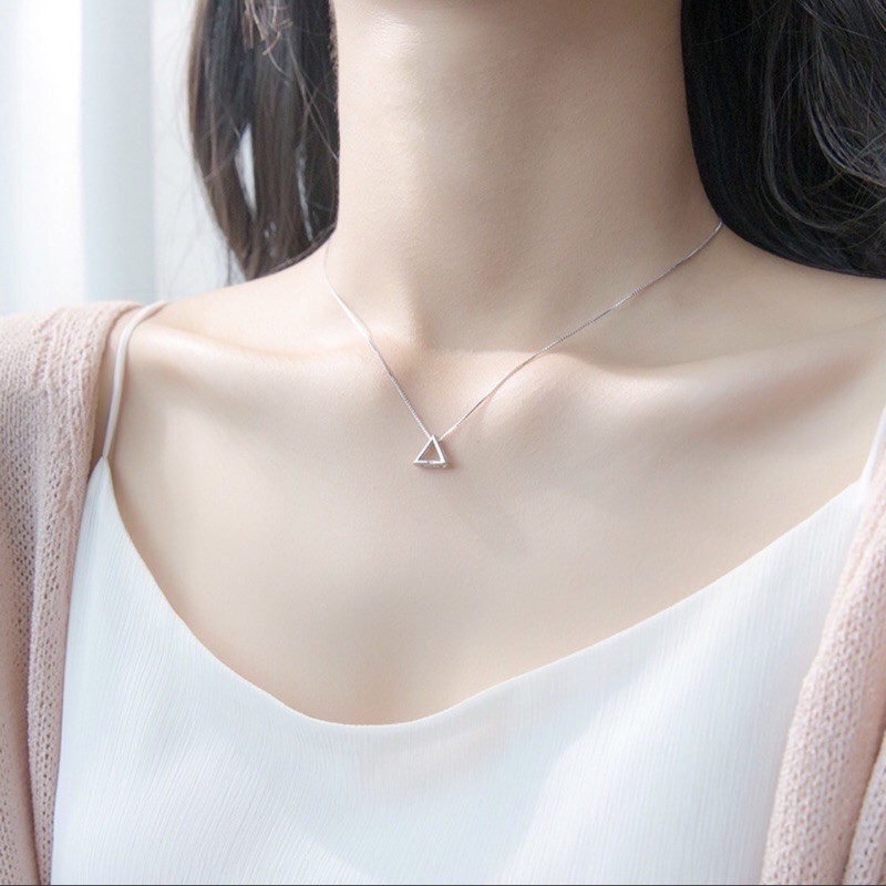 Dây chuyền nữ bạc đẹp,vòng cổ hình tam giác đơn giản bạc 925,trang sức Minh Thoa Jewelry