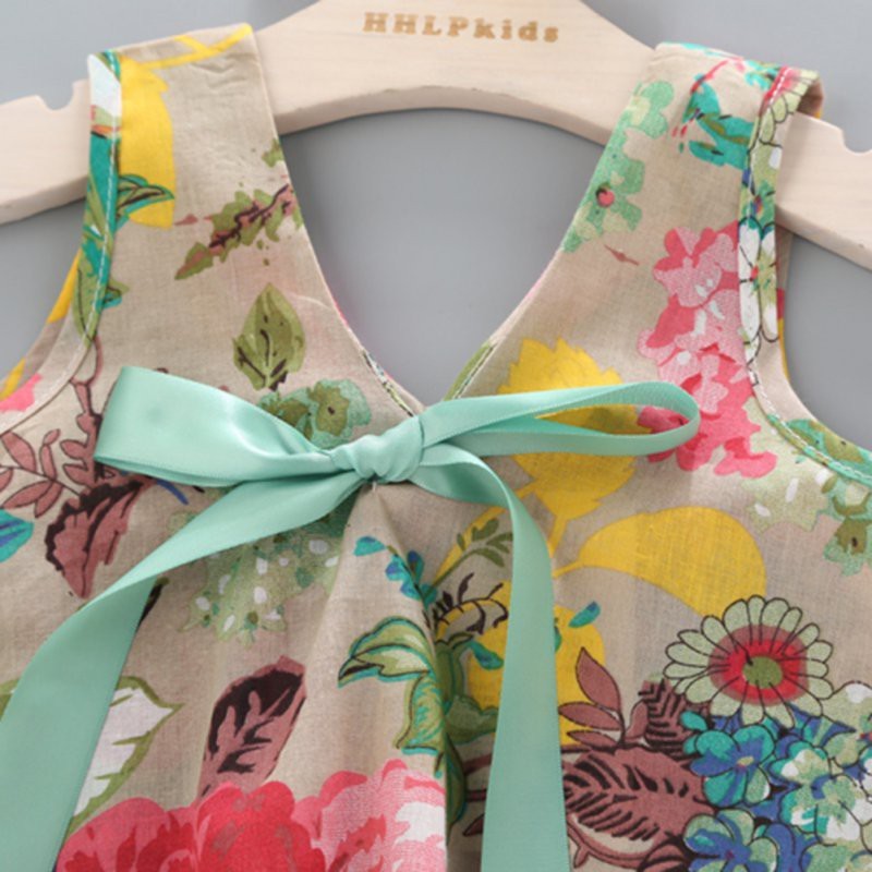 Bộ áo sát nách in hoa + quần ngắn cho bé gái