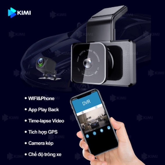 Camera hành trình K10 tích hợp GPS-WIFI, quay trước sau kiêm lùi, chất lượng full HD 1080P | ĐẠI VIỆT AUTO