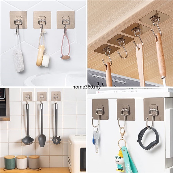 Móc lớn, móc treo tường, móc treo tường tự dính liền mạch, móc treo bằng thép không gỉ hạng nặng được nâng cấp, móc chải lớn liền mạch không thấm nước