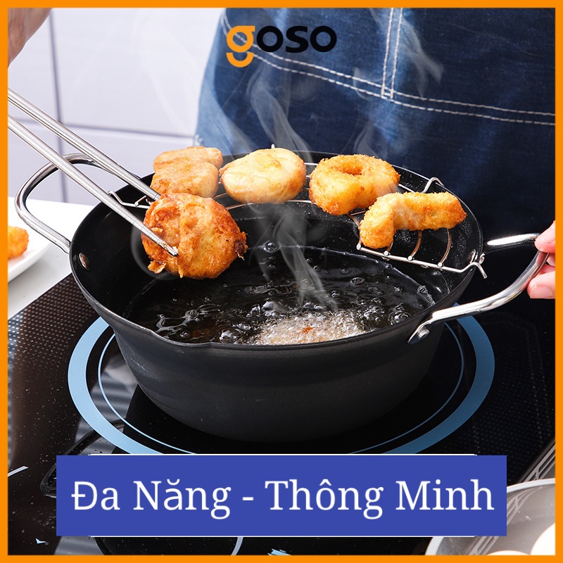 [GOSO] Chảo Chống Dính Sâu Lòng 2 Quai Cao Cấp (Tặng Kèm Vỉ Gác Chảo)