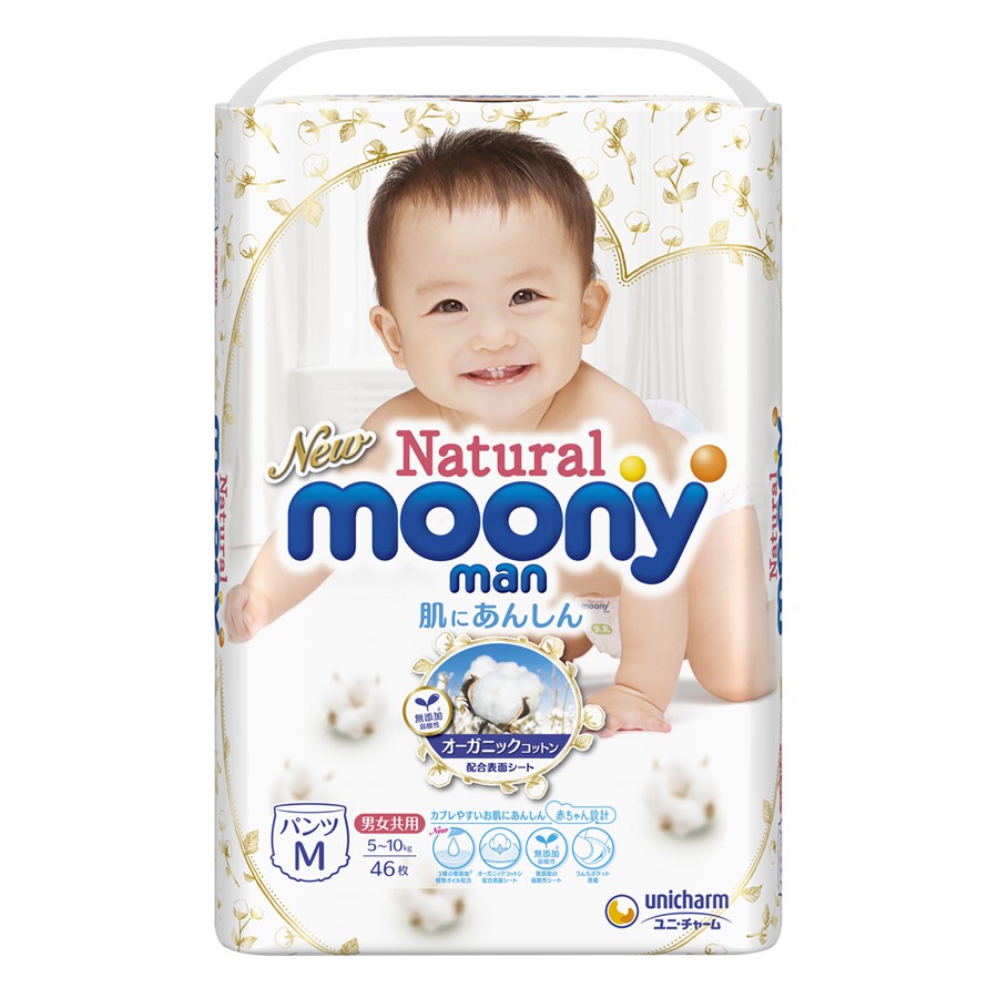 Bỉm nội địa Moony trắng natural NB63/S58/M48/L36/XL32 – có bán sỉ