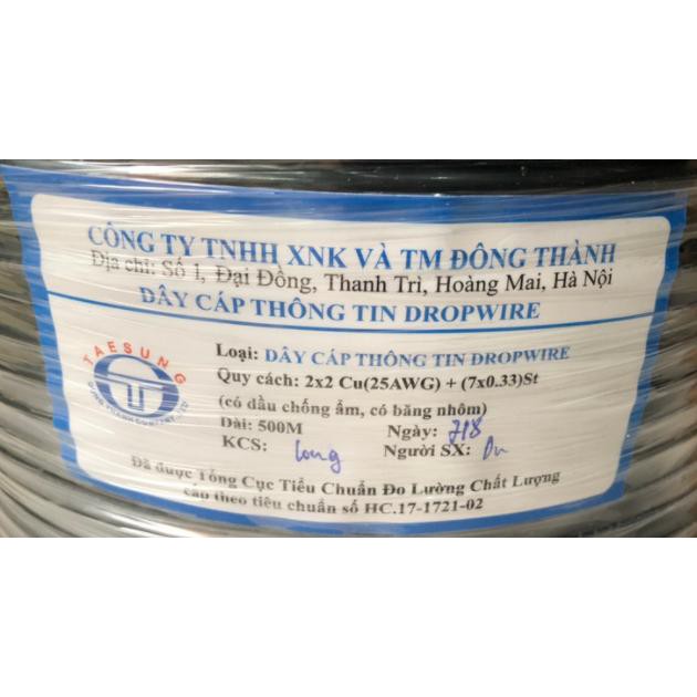 Cáp Mạng 4 Lõi Đồng+ 1 Gia Cường DROPWIRE,Cuộn 500M-Dành Cho Công Trình Dự Án Yêu Cầu Cao