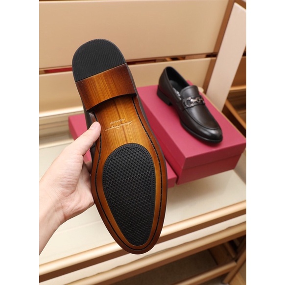 Giày tây lười nam logo thương hiệu Salvatore Ferragamo da thật cao cấp