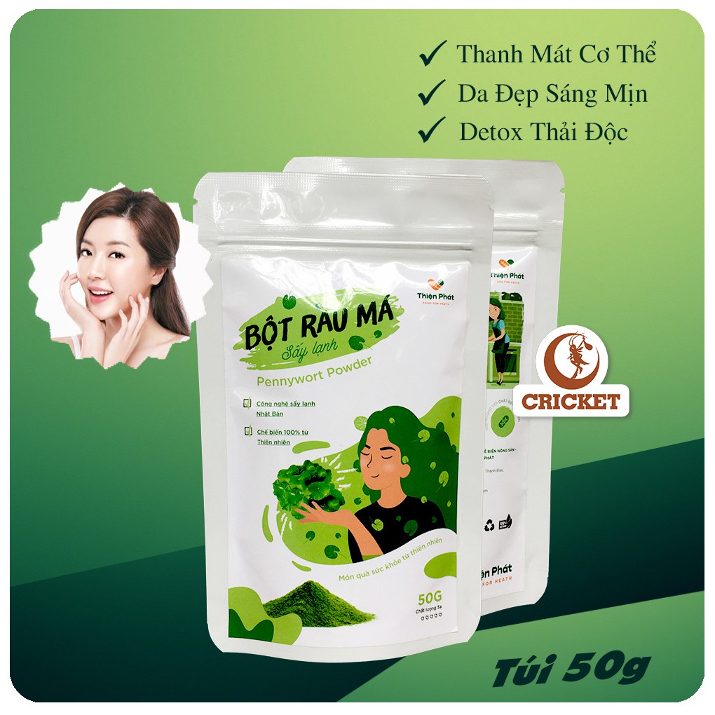 BỘT RAU MÁ SẤY LẠNH NGUYÊN CHẤT THIỆN PHÁT (50G) THANH MÁT CƠ THỂ, DA SẠCH LÁN MỊN, DETOX THẢI ĐỘC