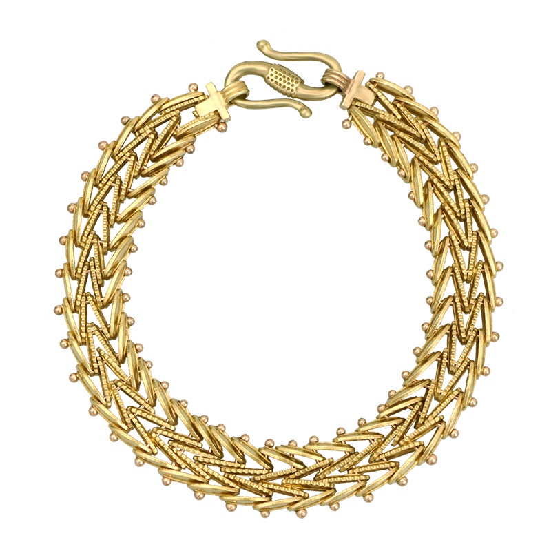 Vòng tay xương cá bằng đồng thau phong cách hip hop