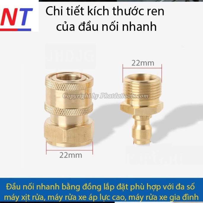 Bộ khớp nối nhanh đầu ra cho máy rửa xe áp lực cao ❤️FREESHIP❤️ máy rửa xe gia đình (chống xoắn dây 22mm )