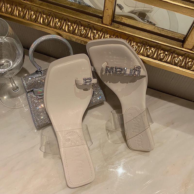 Dép Xỏ Ngón Đế Thấp Đính Đá Thời Trang Mùa Hè Dành Cho Nữ 2022