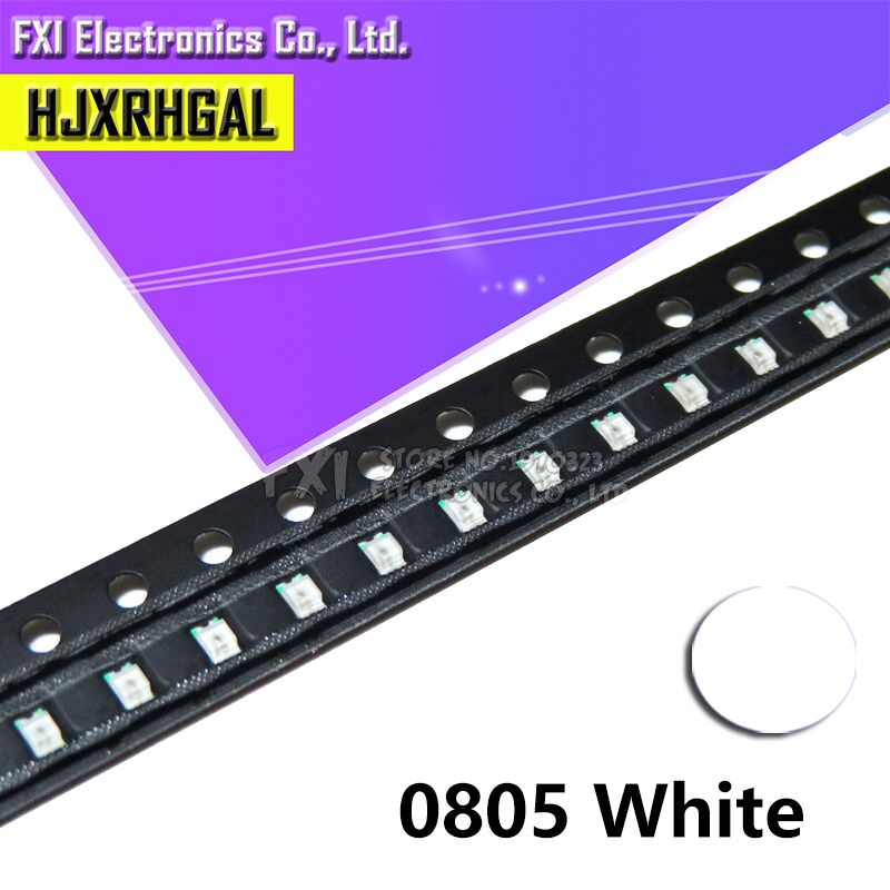 100 Cái Trắng 0805 SMD Dẫn Ánh Sáng Ban Đầu Mới