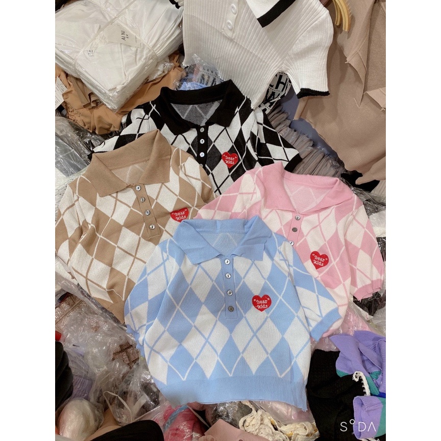 Áo Polo Nữ Trám Croptop Phối Chân Váy, Quần Siêu Xinh
