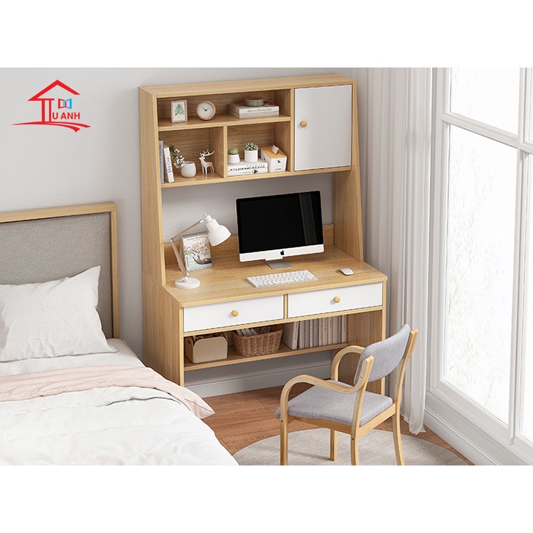 Bàn học sinh liền giá sách gỗ công nghiệp đẹp BH07A