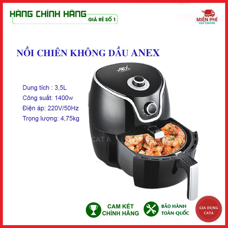 Nồi chiên không dầu cao cấp ANEX DUNG TÍCH LỚN - Bảo hành chính hãng 12 tháng - Nồi nướng không dầu Hàng loại 1!