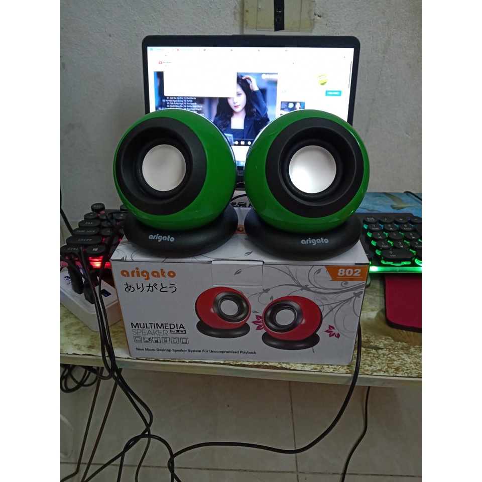 Loa vi tính Mini 2.0 arigato 802 - Loa Vi Tính Cổng USB .màu ngẫu nhiên . SHOP ECOBA
