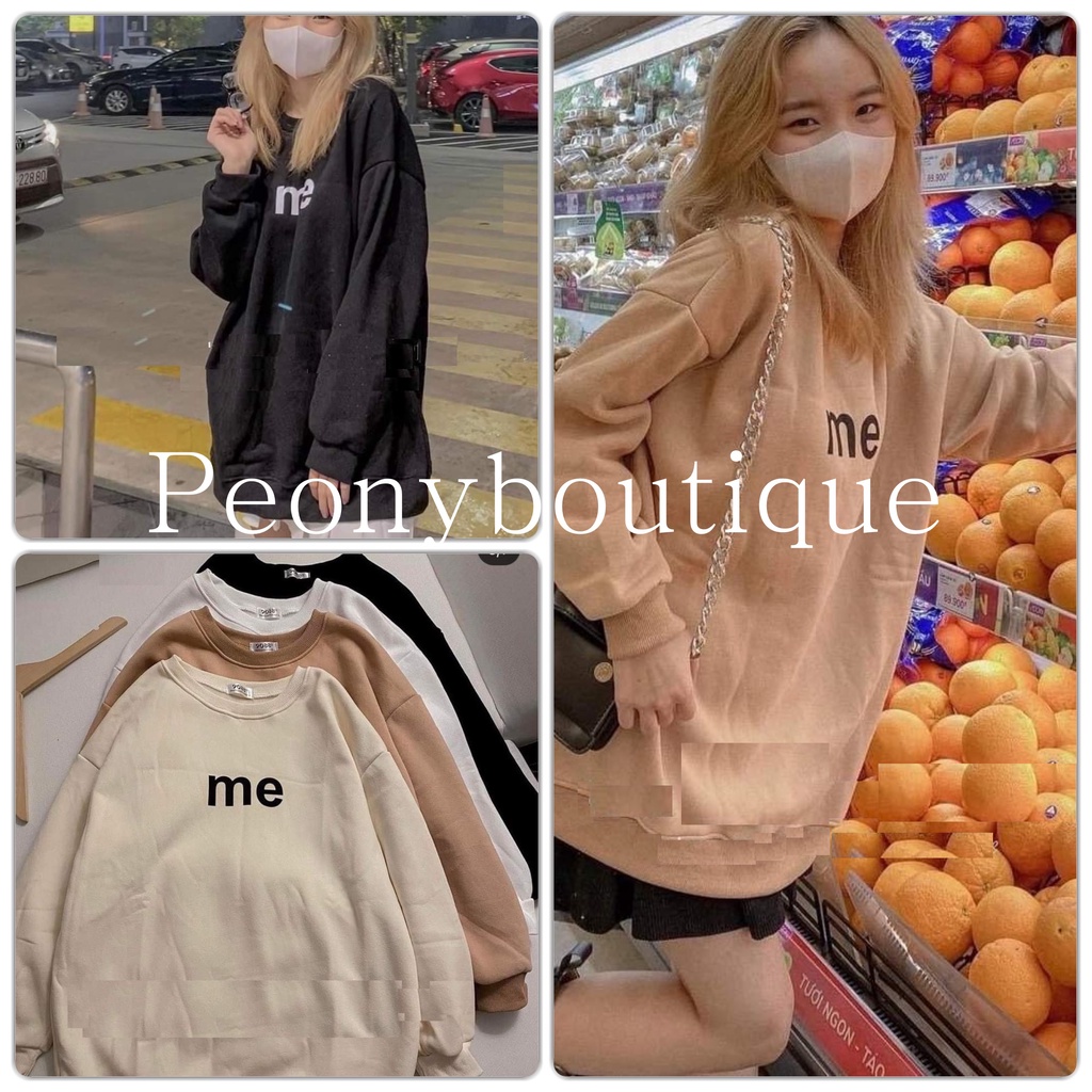 Áo Nỉ Me 4 Màu PEONYB Nữ [FREESHIP]  Sweater form rộng tay bồng, hoodie cổ tròn phong cách vintage cá tính Ulzzang