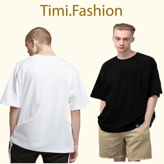Áo thun unisex Basic Timi form rộng tay lỡ, áo phông cộc tay nam nữ vải cotton thoáng mát
