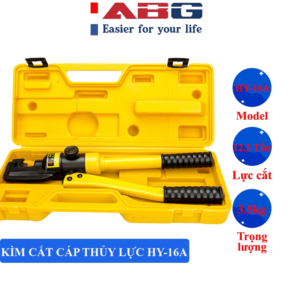 Kìm cắt cáp thủy lực ABG HY-16A cắt sắt thép, thiết kế kiểu đầu cắt mở, dễ sử dụng lưỡi cắt thép đặc biệt, cường độ cao