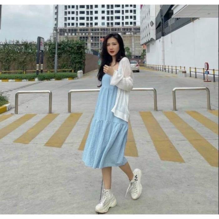 đầm maxi nữ, thiết kế cột nơ ở vai, có 5 MÀU chất đũi cực xinh TT 10