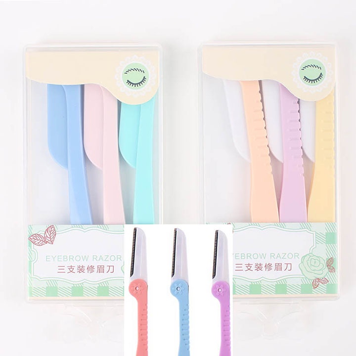 Bộ Dao Cạo Lông Mày 3 Lưỡi gấp gọn tiện dụng