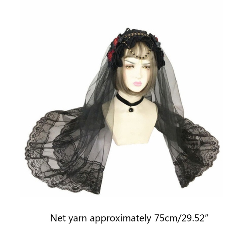 Băng Đô Cài Tóc Phối Lưới Ren Đính Hạt Phong Cách Halloween Thời Trang