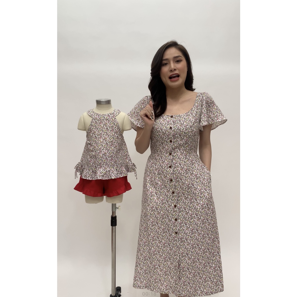 Đầm Hoa Nhí Mẹ &amp; Bé Cao Cấp 3 Đậu Đậu-SB39