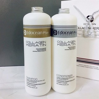 Bộ dầu gội xả Edocean Collagen Keratin siêu mượt phục hồi chông gãy rụng 1000ml