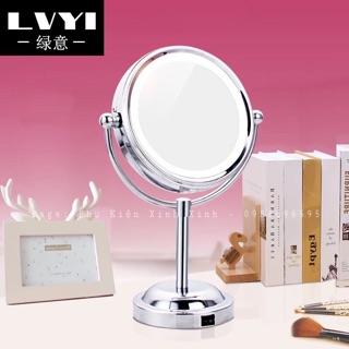 Gương trang điểm 2 mặt có đèn LED