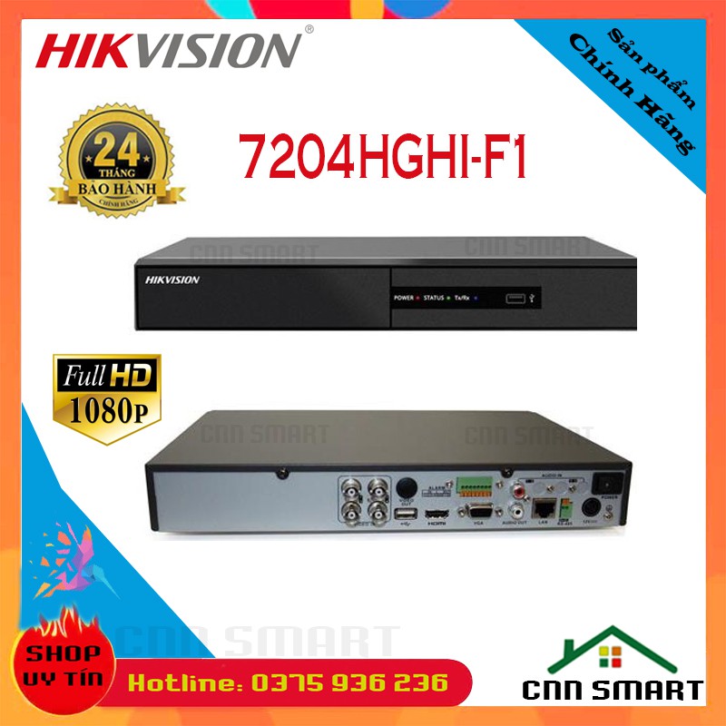 Đầu ghi hình Hikvision 4 8 16 kênh 7208HGHI-F1 7204HGHI-F1 7216HGHI-F1 Turbo HD 3.0 ( Vỏ sắt ) - Chính hãng BH24TH