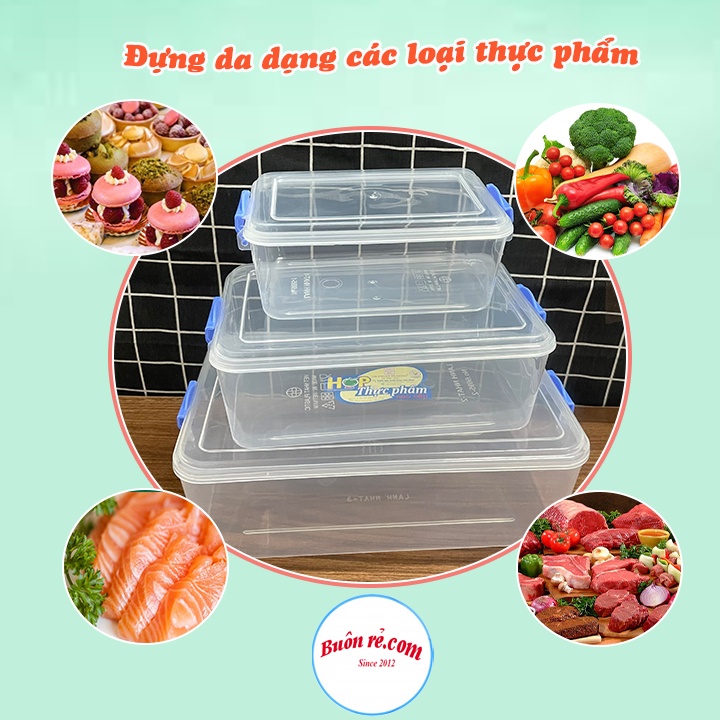 Bộ 3 hộp nhựa chữ nhật đựng thực phẩm Việt Nhật (MS:6695), Hộp bảo quản thức ăn tiện lợi, an toàn –br 01593