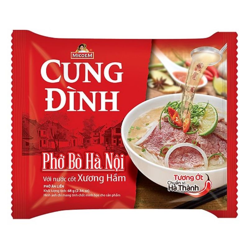 Thùng 30 gói phở bò Cung Đình Hà Nội 68g