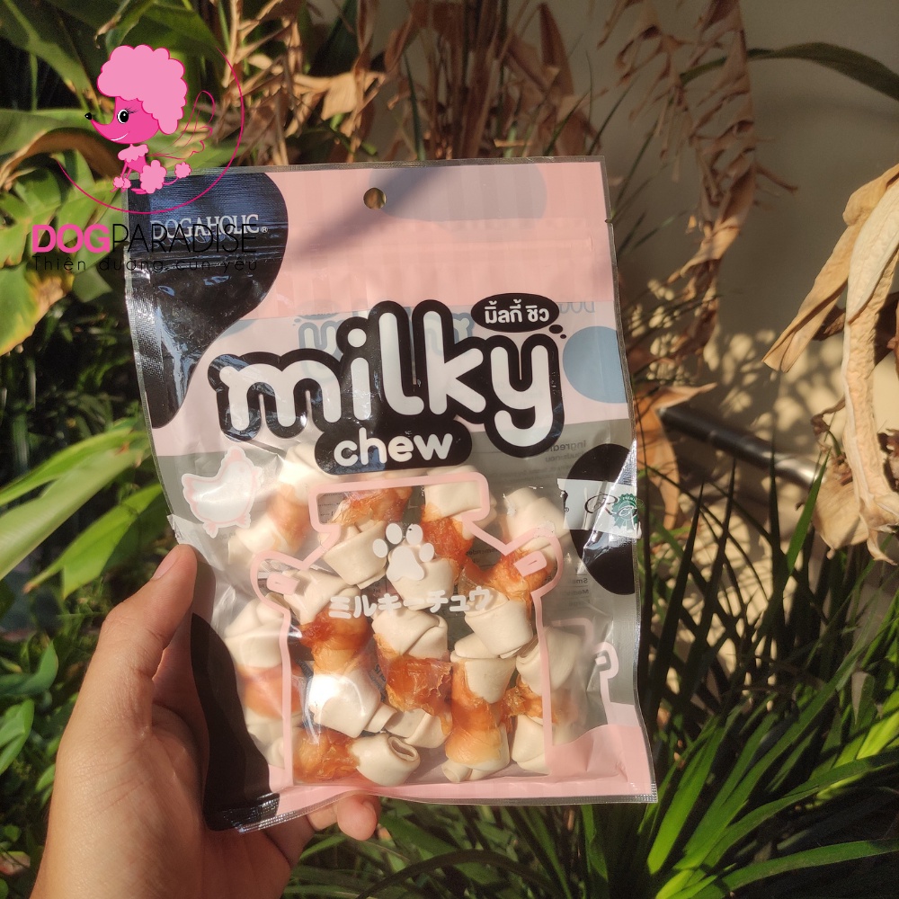 Xương gặm cho chó Milky Dogaholic bổ sung canxi làm sạch răng túi 200g - Dog Paradise
