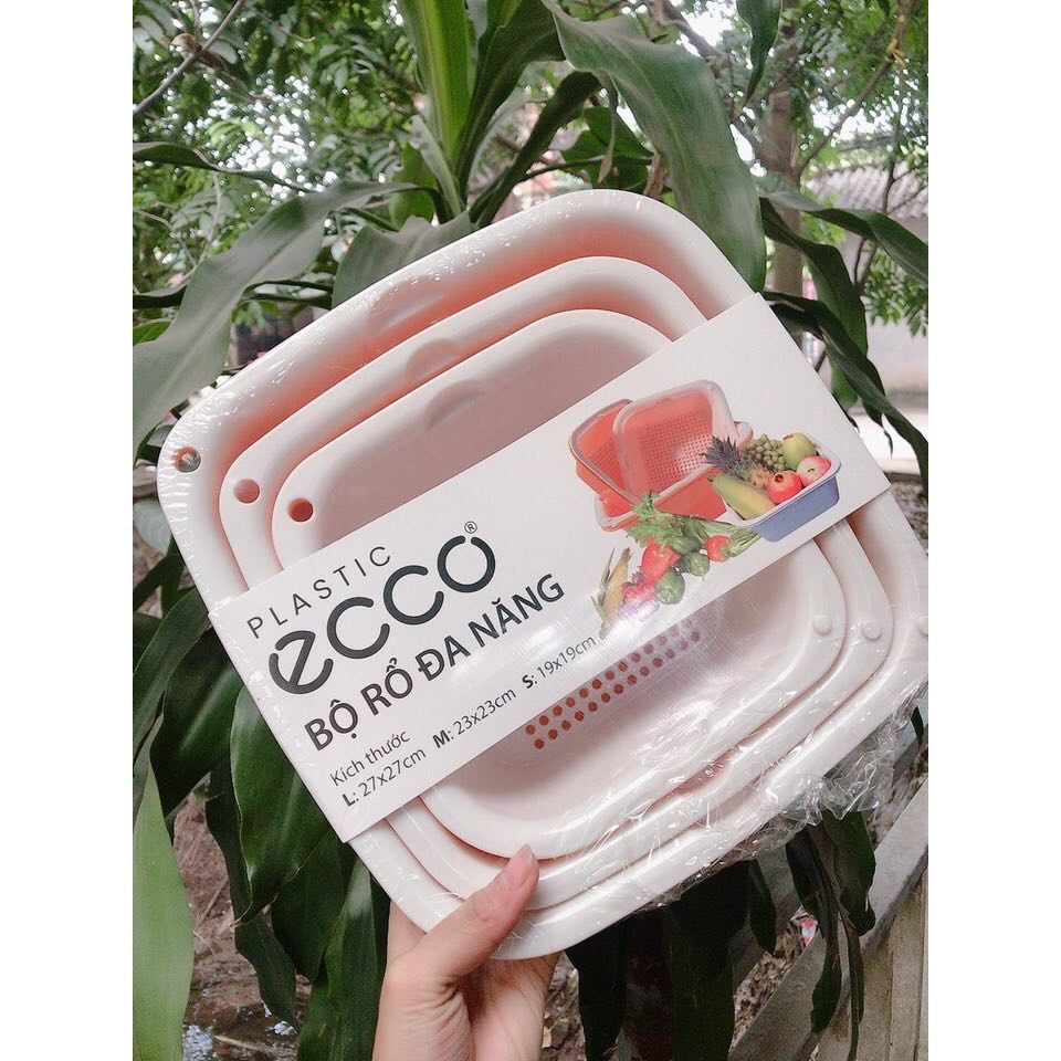 Bộ Rổ Nhựa Kèm Thau 6 Món Cao Cấp Chính Hãng ECOCO Kích Thước Khác Nhau Cực Tiện